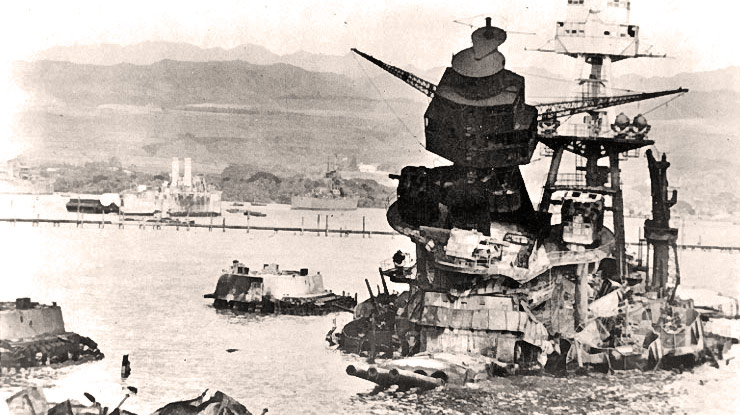 USS Arizona, sunk at her mooring